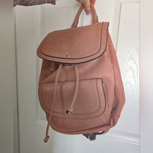 Sole/Society Blush Faux Leather Backpack Neutral Boho Travel Bag Leopard Print